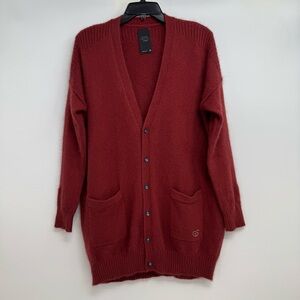 Raw Correctline By Gstar Angora Wool Cruz Cardigan Women’s XS V Neck Maroon